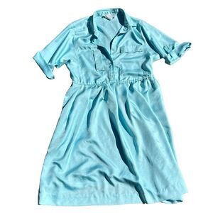 LESLIE FAY PETITES Vintage Blue Dress W/Pockets Size 14